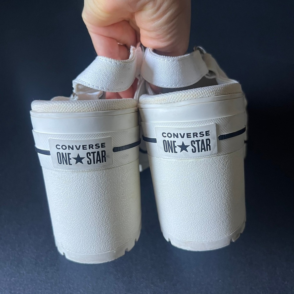 Converse One Star Boardwalk Strut Platform Sandals White Canvas sz 7.5 Rare - Picture 8 of 10